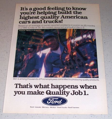 1986 Ford Quality Job 1 Color Ad Ben Gray St Louis Assembly Plant