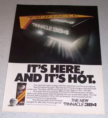 1986 Pinnacle 384 Golf Balls Color Ad