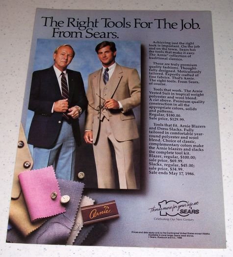1986 Sears Arnie Collection Clothing Color Ad PGA Golf Celebrity Arnold Palmer