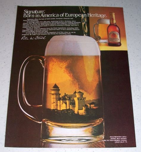 1986 Stroh Signature Beer Color Ad Neuschwanstein Castle Bavaria West Germany