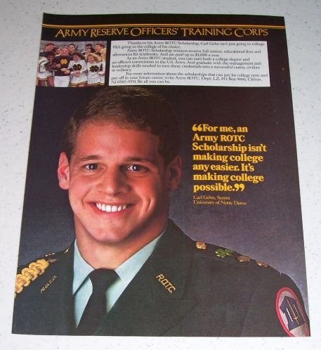 1986 ARMY Reserve Officers Training Corps Color Ad Carl Gebo Notre Dame