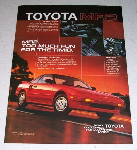 1986 Toyota MR2 Automobile Color Car Ad