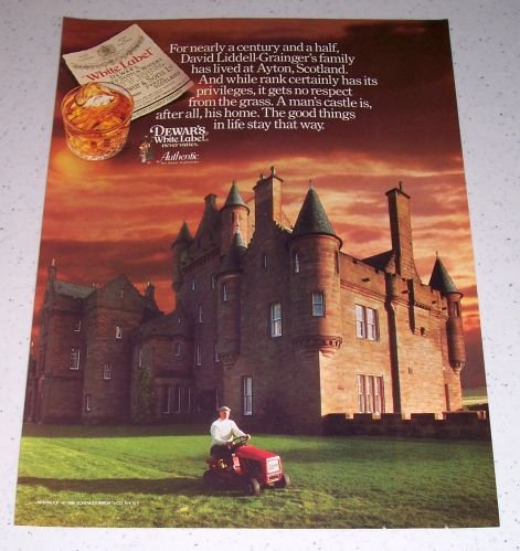 1986 Dewar's White Label Scotch Whiskey Color Liquor Ad Ayton Scotland Castle