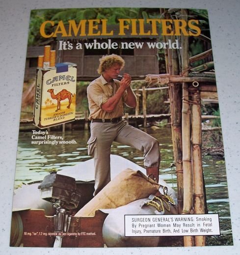 1985 Camel Lights Cigarettes River Boating Color Tobacco Ad