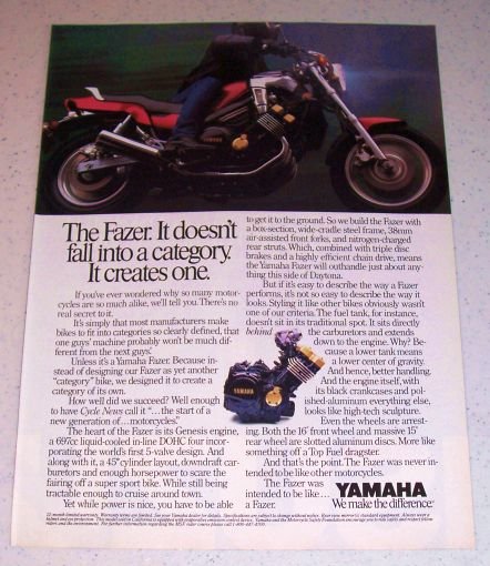 1986 Yamaha Fazer Motorcycle Color Ad