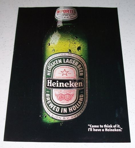 1986 Heineken Lager Beer Color Brewery Ad