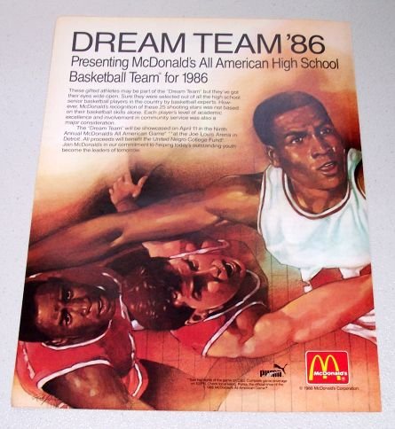 1986 McDonalds Dream Team '86 High School Basketball Color 2 Page Ad