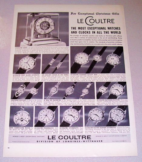 1957 Longines Wittnauer Le Coultre Watches Print Ad