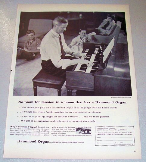 1957 Hammond Spinet Model Organ Print Ad