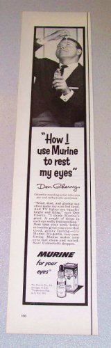 1957 Murine Eye Drops Print Ad Celebrity Don Cherry