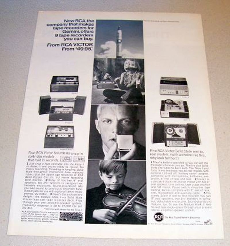 1965 RCA Victor Tape Recorders NASA Gemini Print Ad