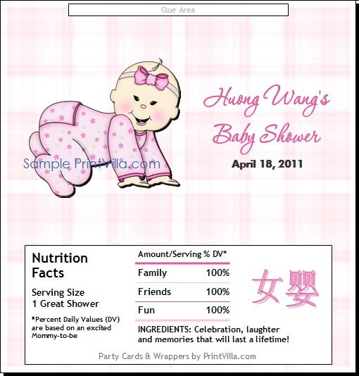 Asian Plaid Pink Candy Bar Wrapper