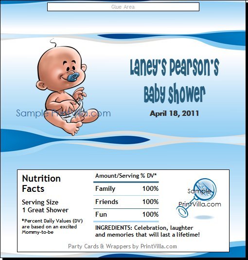 Baby Boy Blue Candy Bar Wrapper