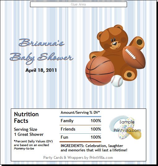 Sports Teddy Bear Candy Bar Wrapper