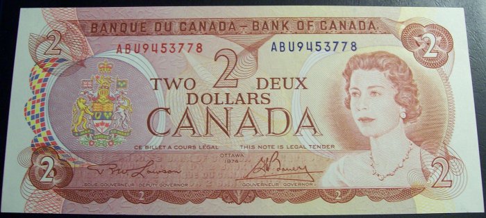 CANADA 1974 $2 note