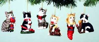 Cat Ornaments Set of 6 Assorted