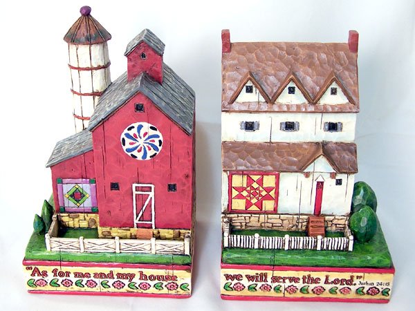 Jim Shore Heartwood Creek House & Barn Bookends