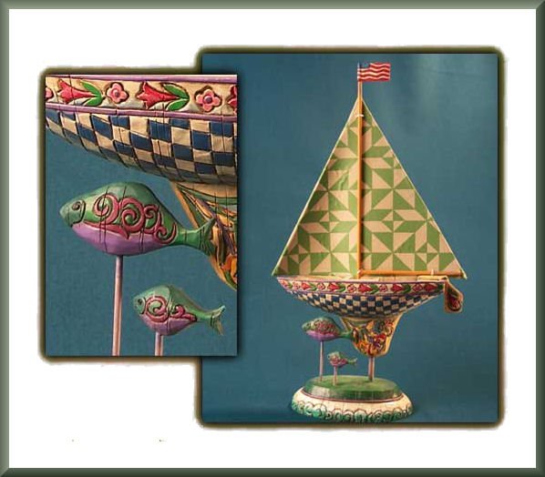 Jim Shore Green Sailboat