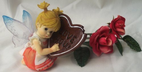 Kitchen Fairy Holding Heart I Love You