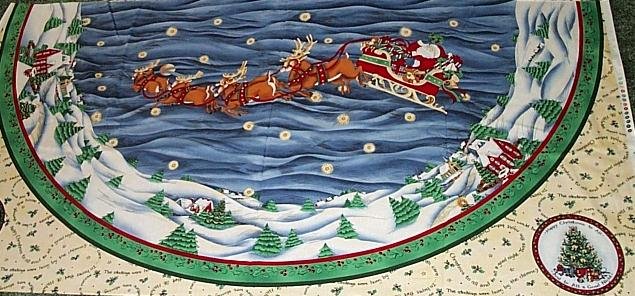 Night Before Christmas Tree Skirt Fabric Quilt Panel Holiday Treeskirt Quilting