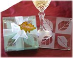 Fall In Love Leaf Glass Coaster Wedding Favors Set