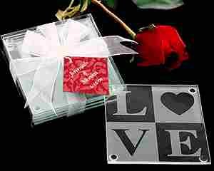 LOVE Glass Coaster Wedding Favors Set