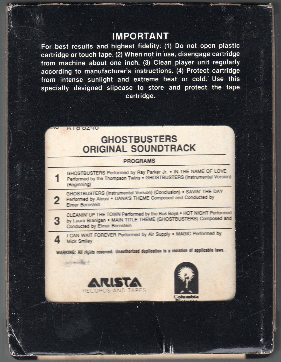 Ghostbusters Original Soundtrack 1984 CRC A18E 8 TRACK TAPE