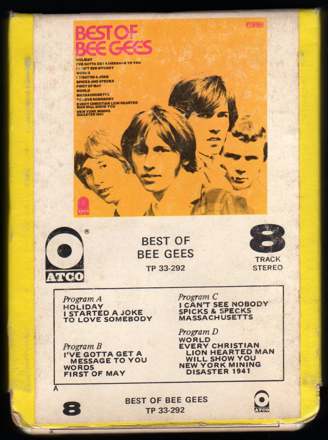 Bee Gees - Best Of Bee Gees 1969 Atco A33 8-track Tape