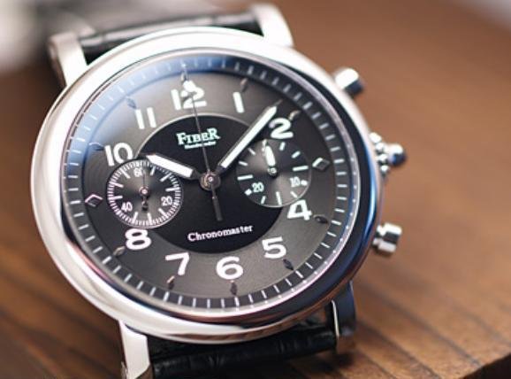 Fiber - Retro-chic Black Chronograph Hand Winder (FB8003-01-2)
