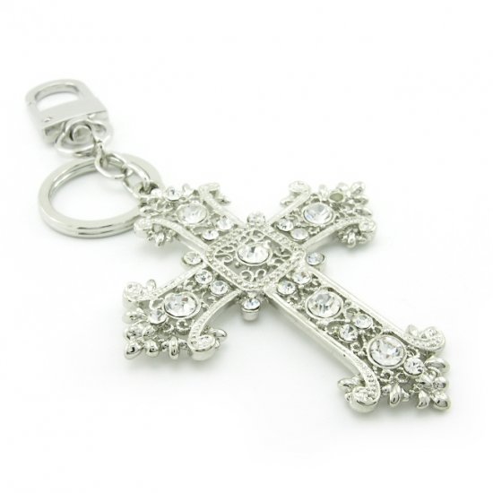 Keychain + Fashion Bag "Big Cross" Charms -- Baroque Style