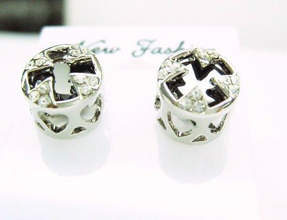 Black Cross Earrings With Swarovski Crystal