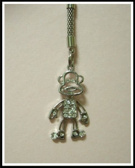 Lovely Monkey Phone Strap With Swarovski Crystal