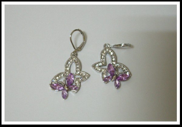 E29 Twin Butterfly Earrings With Czech Rhinestone