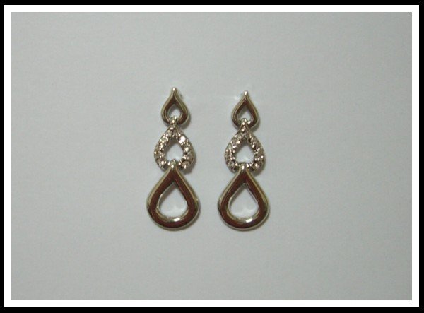 E35 Unique Triple Twist Drop Earrings With Rhinestone