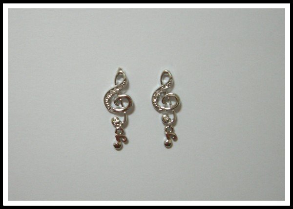 E49 Music Sign Earrings With Rhinestone