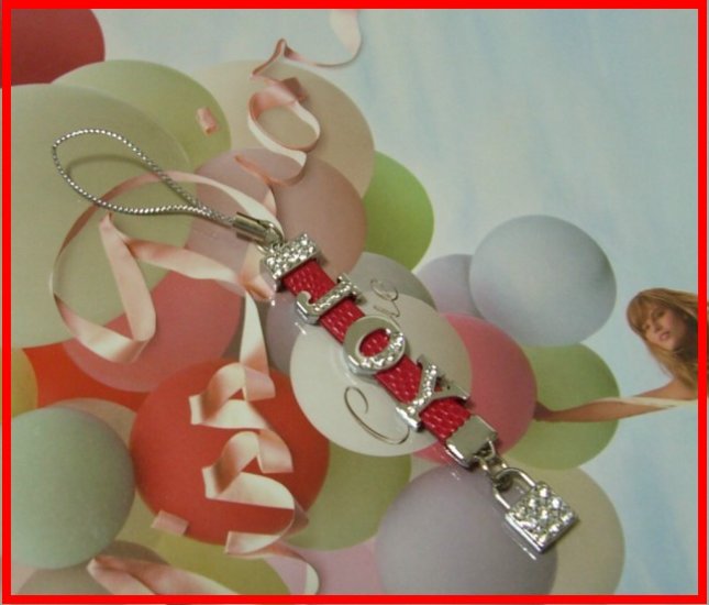 Custom made rhinestones letter leather cell phone straps