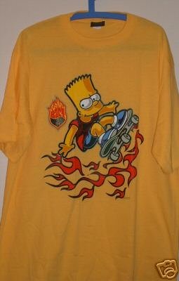 T-SHIRT - OFFICIALLY LICENSED - SIMPSONS -BART SKATEBOARDER