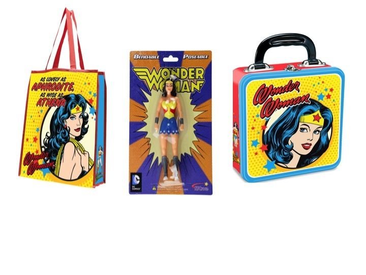WONDER WOMAN GIFT SET OF 3 ITEMS: BENDABLE, TOTE BAG, AND TIN BOX