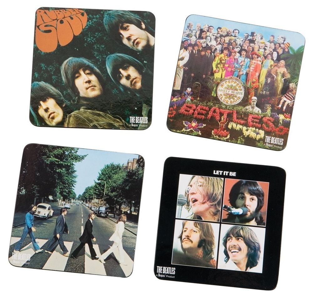 The Beatles ALBUM COVERS 4-Piece Wood Coaster Set, Multicolored by Vandor