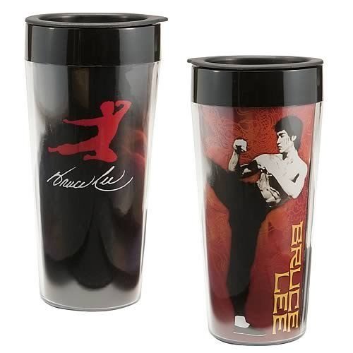 BRUCE LEE, 16-Ounce PLASTIC MULITCOLORED TRAVEL MUG by Vandor
