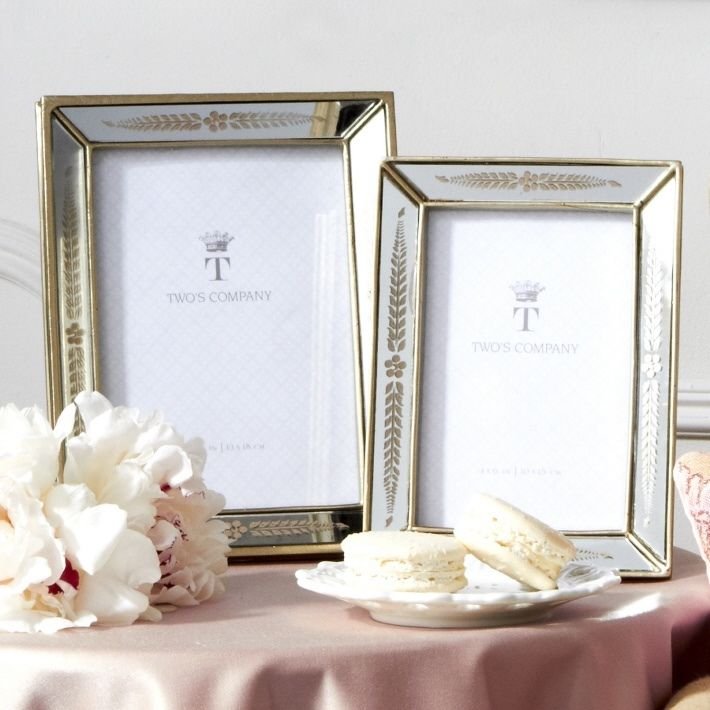 TRIOMPHE SET OF 2 MIRRORED PHOTO FRAMES WITH SILVER ACCENT