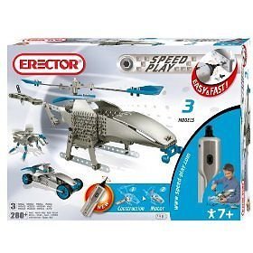 Erector Speed Play Motorized Helicopter, Builds 3 models