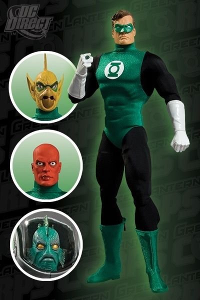 DC 13 inch GREEN LANTERN DELUXE COLLECTORS ACTION FIGURE with ALTERNATE HEADS
