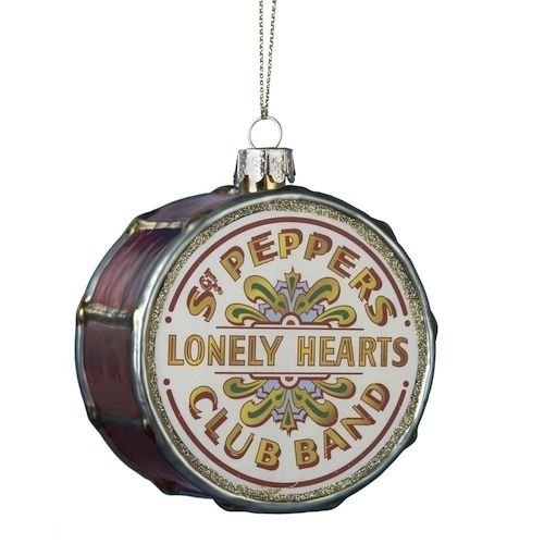 BEATLES SGT PEPPER LONELY HEARTS CLUB BAND DRUM GLASS ORNAMENT