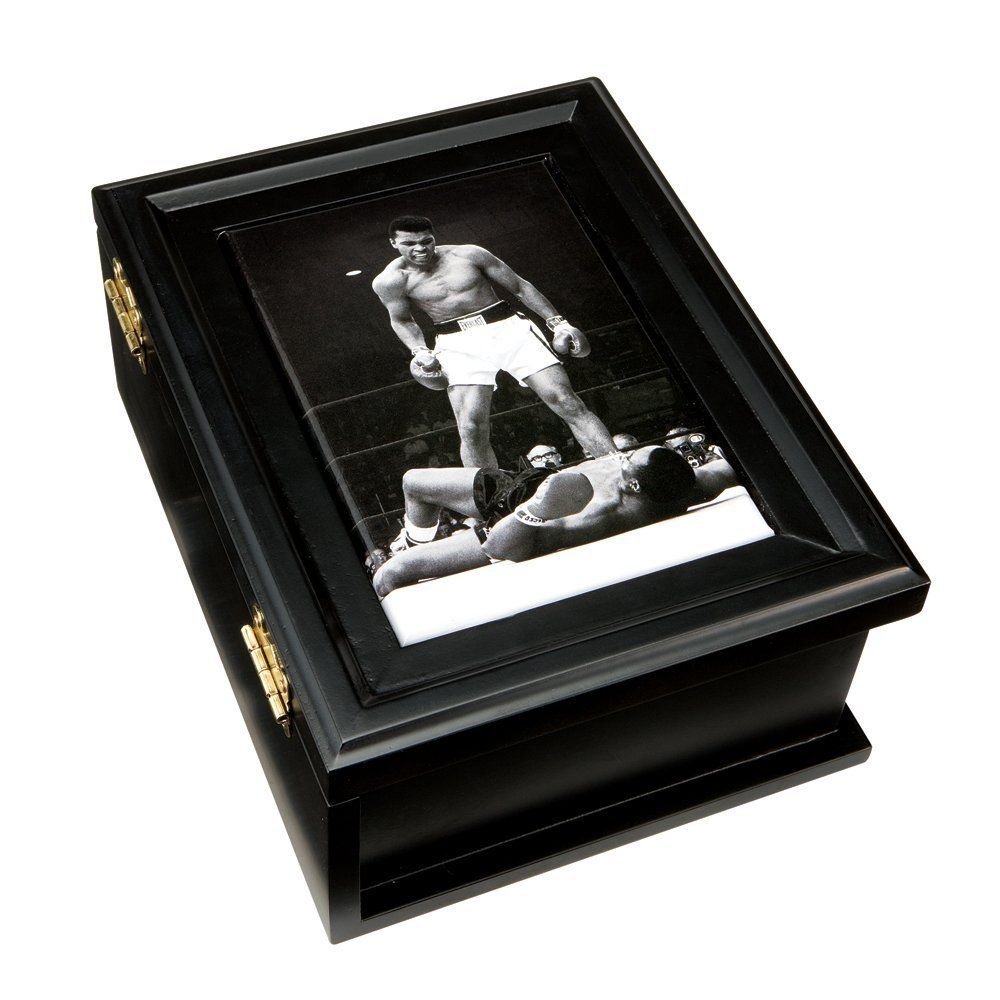 MUHAMMAD ALI Wooden Keepsake Box with Inlaid Tile Lid by Vandor