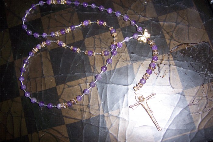 Jasper , Sterling Silver, and Antique Gold Rosary