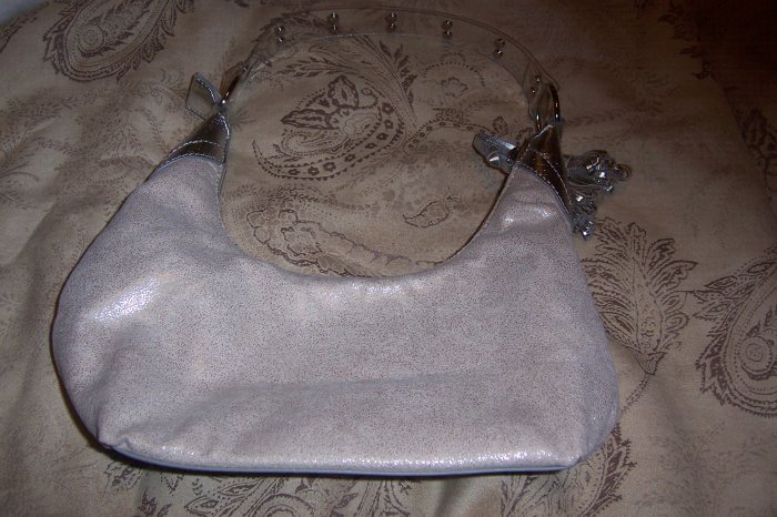 Silver Distressed Material Purse