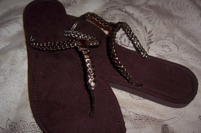 Bronze Braided Thong Sandals