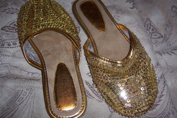 Gold Sequin Flats
