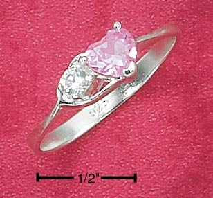 Pink Ice Heart W White Cz Ring